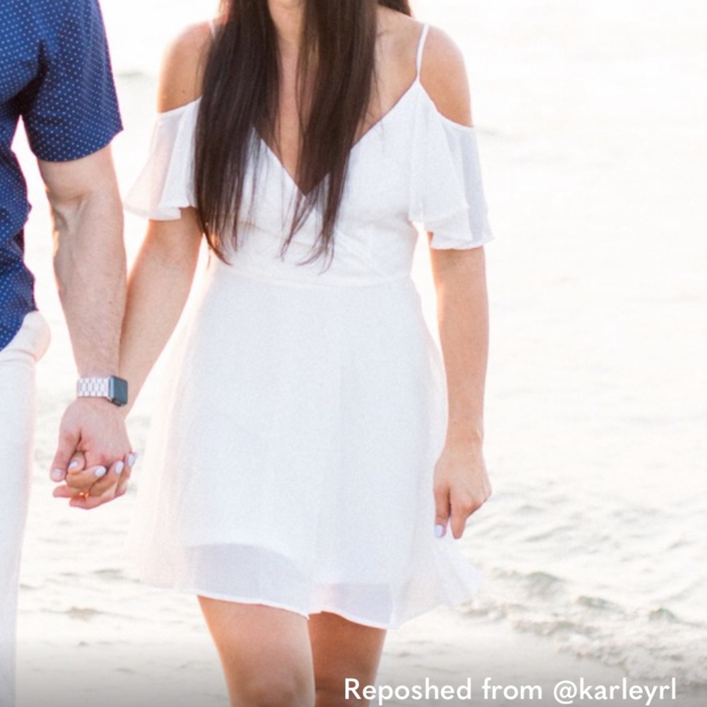 White Flutter Sleeve Dress